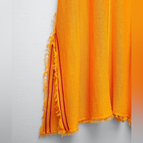 NEW Zara linen cover-up kaftan orange mango XS-S Extra-Small/Small - Picture 4 of 15